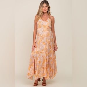 Pinkblush leaf tropical boho maxi dress nwot
